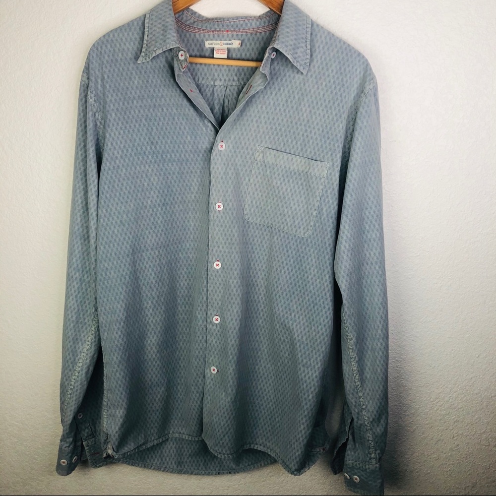 Carbon 2 Cobalt Silver Long Sleeve Button Up M